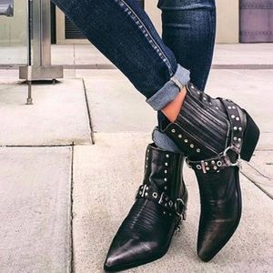 YRU VEGAN LEATHER HARNESS BOOTIES